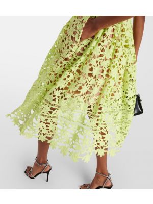 Čipkované midi šaty Self-portrait zelená