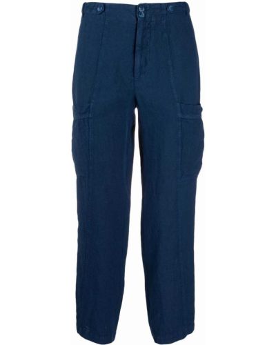 Pantalones cargo de lino 120% Lino azul