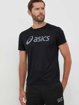 Чорна футболка з принтом Asics