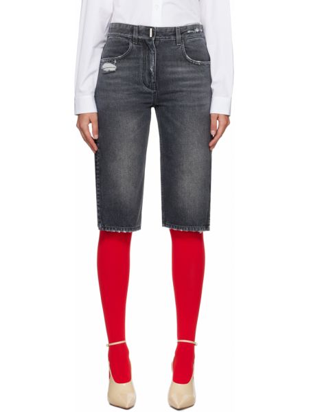Серые джинсовые шорты с потертостями Givenchy