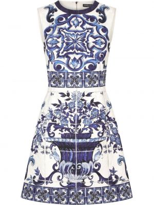 Modré mini šaty s potiskem Dolce & Gabbana