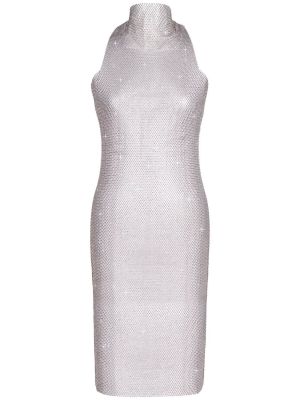 Tinklinis midi suknele su kristalais Fannie Schiavoni sidabrinė