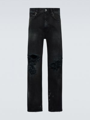 Рваные прямые джинсы Balenciaga черные