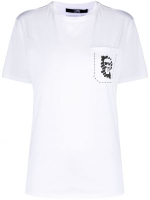 Camiseta con estampado con bolsillos Karl Lagerfeld blanco
