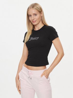 Marškinėliai slim fit Juicy Couture juoda