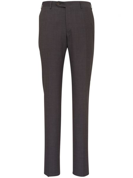 Vlněné kalhoty s lisovaným záhybem Canali šedé