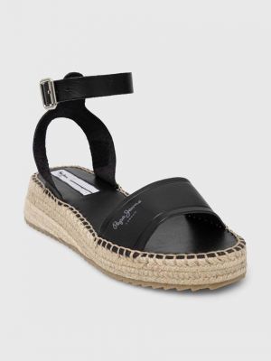 Kožne sandale s platformom Pepe Jeans crna