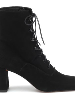 Велурени обувки до глезена с връзки с дантела By Far черно