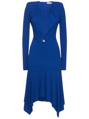 Džerzej midi šaty s dlhými rukávmi Alexandre Vauthier modrá