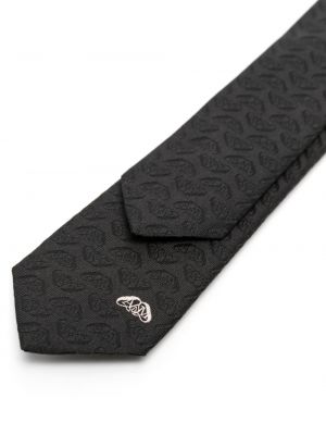 Cravate en soie à imprimé en jacquard Alexander Mcqueen noir