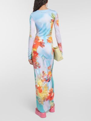 Макси рокля на цветя с принт Jean Paul Gaultier