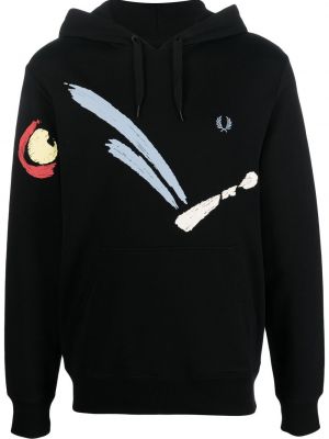 Brodert hettegenser Fred Perry svart