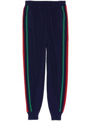 Вълнени спортни панталони на райета Gucci синьо
