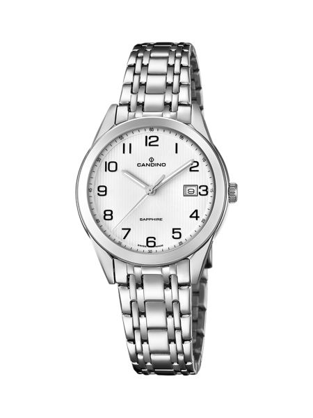 Женские часы Para из стали с белым циферблатом Candino, серебро