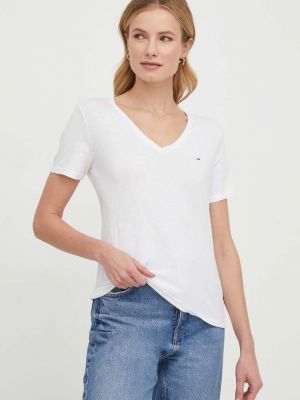 Koszulka bawełniana slim fit Tommy Jeans biała