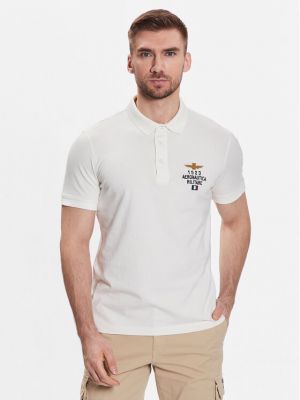 Тениска с копчета Aeronautica Militare бяло