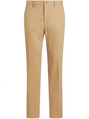 Žakárové kalhoty s paisley potiskem Etro hnědé