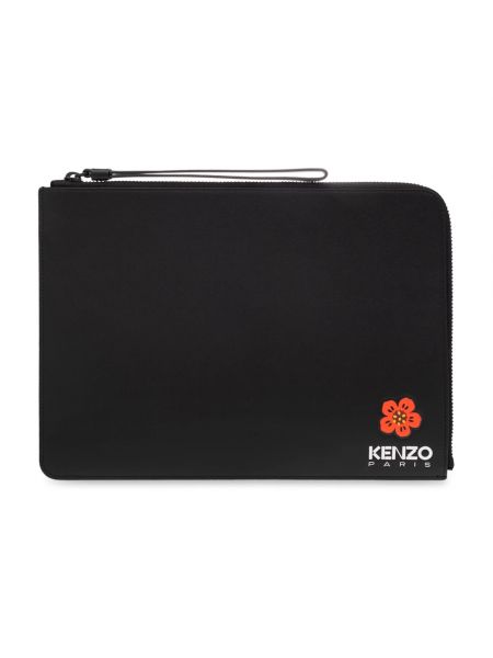 Leder clutch mit print Kenzo schwarz