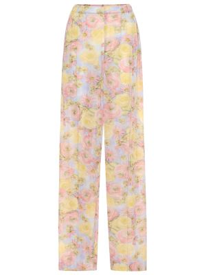 Pantaloni cu model floral din jerseu cu croială lejeră Prada galben