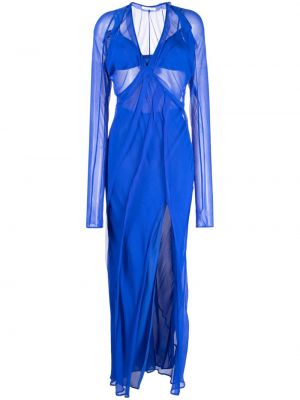 Priehľadné dlouhé šaty Rachel Gilbert modrá