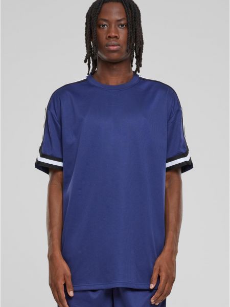 Tīkliņa oversize svītrainas polo krekls Uc Men zils