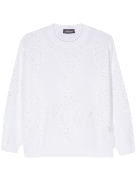 Пуловер с пайети Lorena Antoniazzi бяло