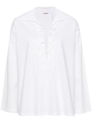 Nėriniuota medvilninė marškiniai su raišteliais Bode balta