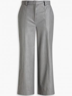 Укороченные широкие брюки из искусственной кожи Each X Other серый