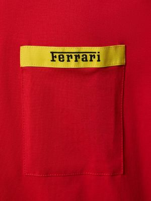 Koszulka bawełniana z dżerseju z kieszeniami Ferrari czarna