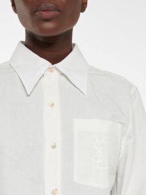 Pamučna lanena košulja Saint Laurent bijela