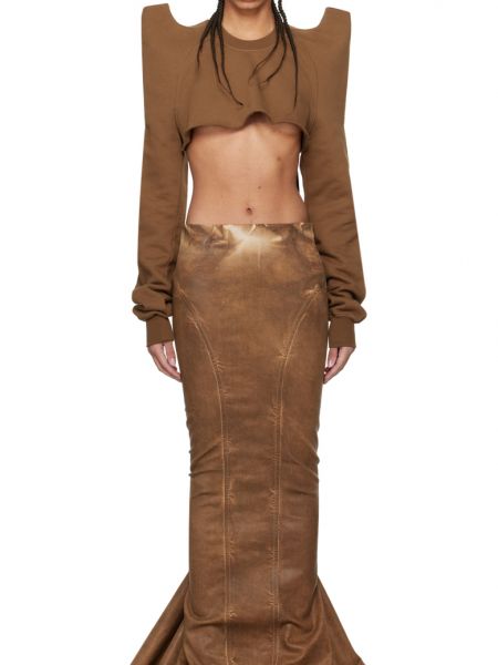 Джинсовая юбка Rick Owens Drkshdw коричневая