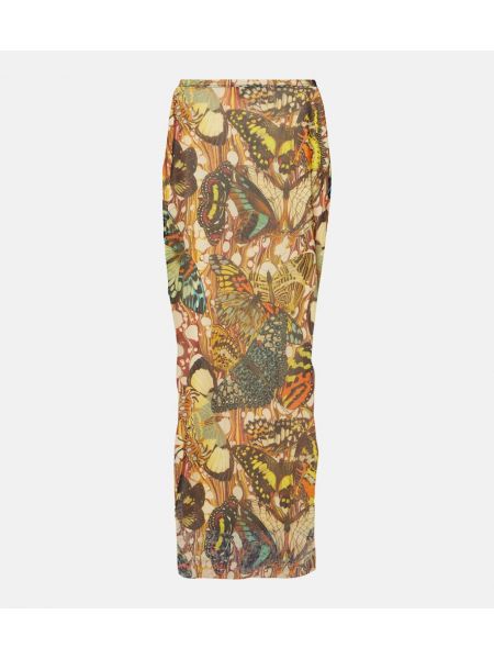 Falda larga de malla Jean Paul Gaultier amarillo