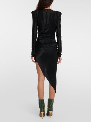 Асиметрична рокля от джърси с драперии Alexandre Vauthier черно