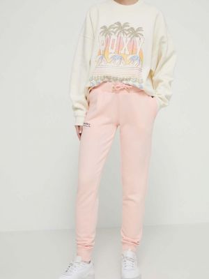 Бавовняні спортивні штани з аплікацією Superdry рожеві