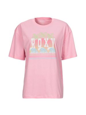 Koszulka z krótkim rękawem bawełniana Roxy różowa