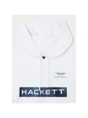 Sudadera con capucha de algodón Hackett blanco