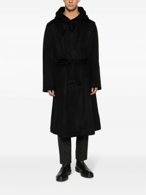 Płaszcz z kapturem Yohji Yamamoto czarny