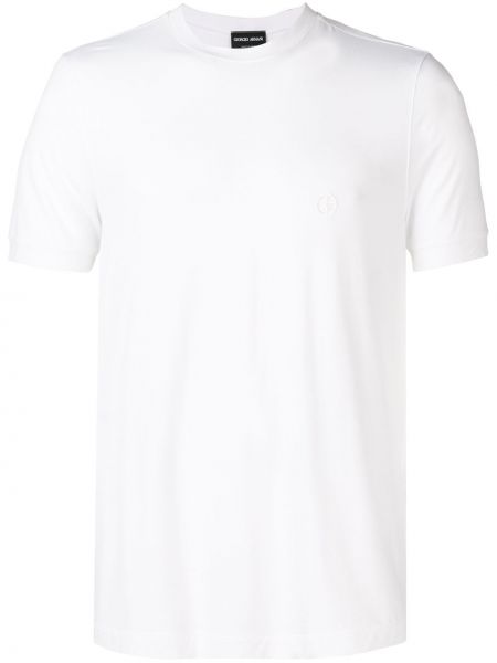 Slim fit priliehavé tričko Giorgio Armani biela