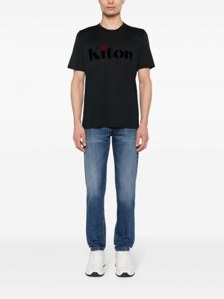 Kokvilnas t-krekls Kiton melns