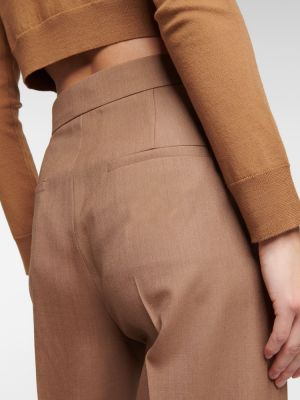 Pantaloni dritti di lana Max Mara marrone