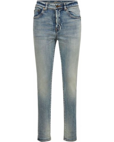 Bavlnené skinny fit džínsy Saint Laurent modrá