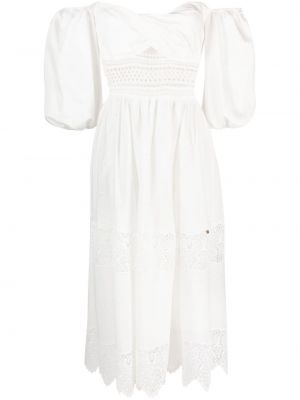 Памучна рокля с дантела Nissa бяло