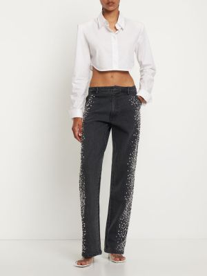 Voľné džínsy s vysokým pásom Des Phemmes čierna
