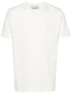 Памучна тениска бродирана Iceberg бяло
