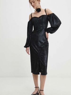 Welurowa sukienka mini dopasowana Answear Lab czarna