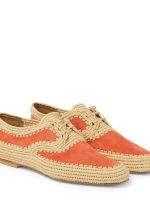 Оранжеви дамски обувки в стил дерби