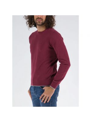 Dzianinowy sweter z okrągłym dekoltem Armani Exchange fioletowy