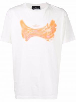 Тениска с принт с абстрактен десен Stone Island Shadow Project бяло