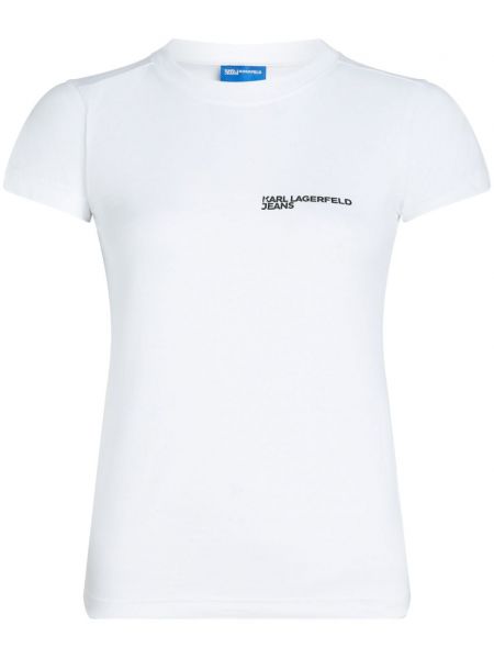Raštuotas medvilninis marškinėliai Karl Lagerfeld Jeans balta