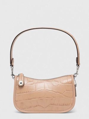 Кожаная сумка шоппер Coach розовая
